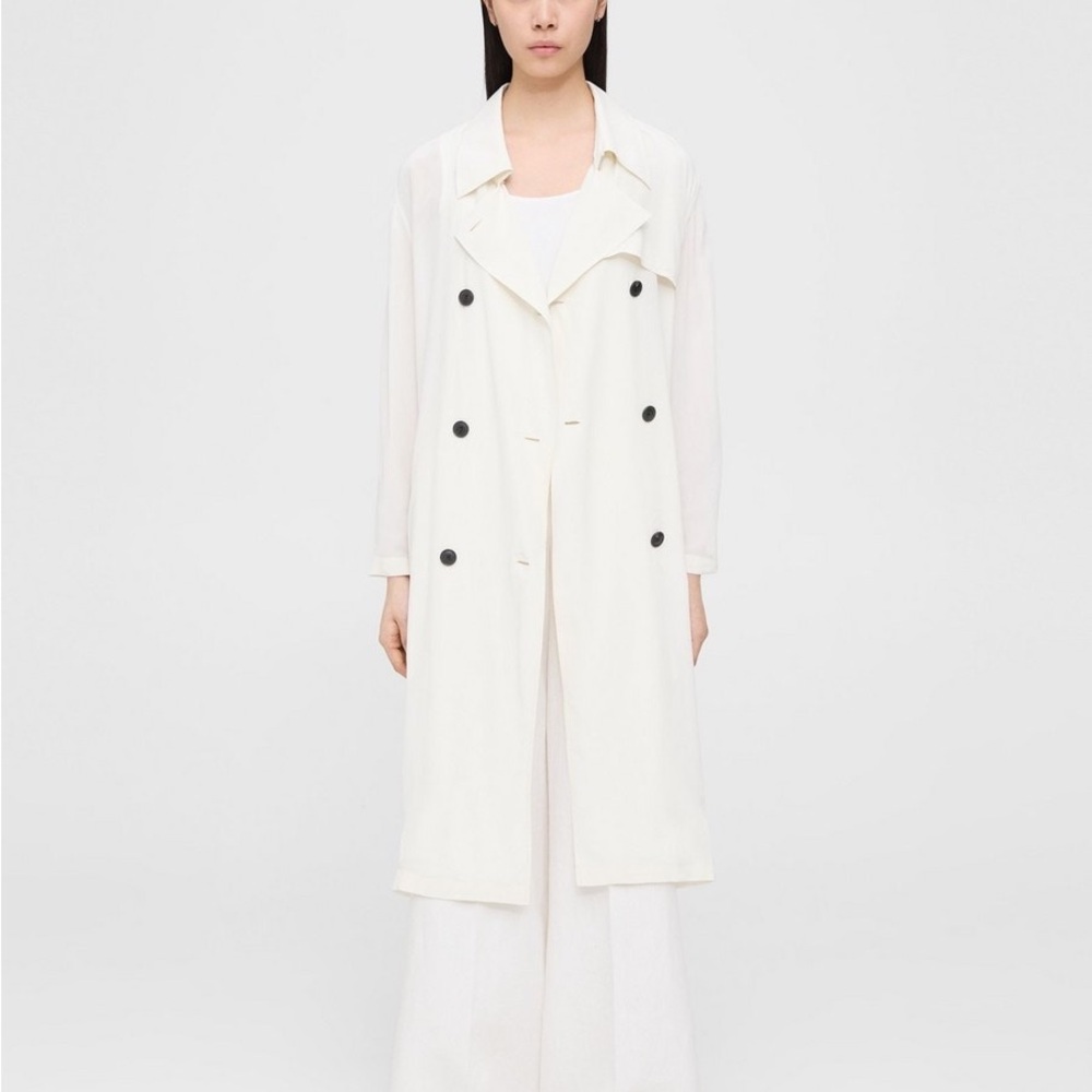 NWT Theory Double-Breasted Trench Coat in Viscose Sz. P (XS)